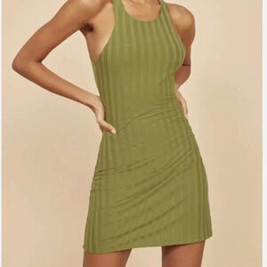 Reformation Mel Mini Dress Ribbed Tank Bodycon Sleeveless Green New Size S Small